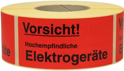 Warnetiketten Maße 145x70mm Papier rot Vorsicht! Hochempfindliche Elektroge