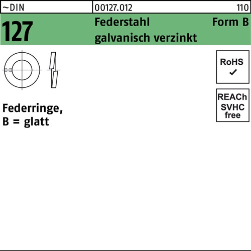 Federring DIN 127 B 3 Federstahl galv.verz. 100 Stück