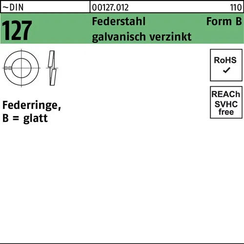 Federring DIN 127 B 10 Federstahl galv.verz. 1000 Stück