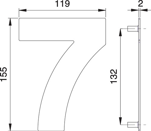 Hausnummer Ziffer 7 VA ma 155mm B.119mm EDI