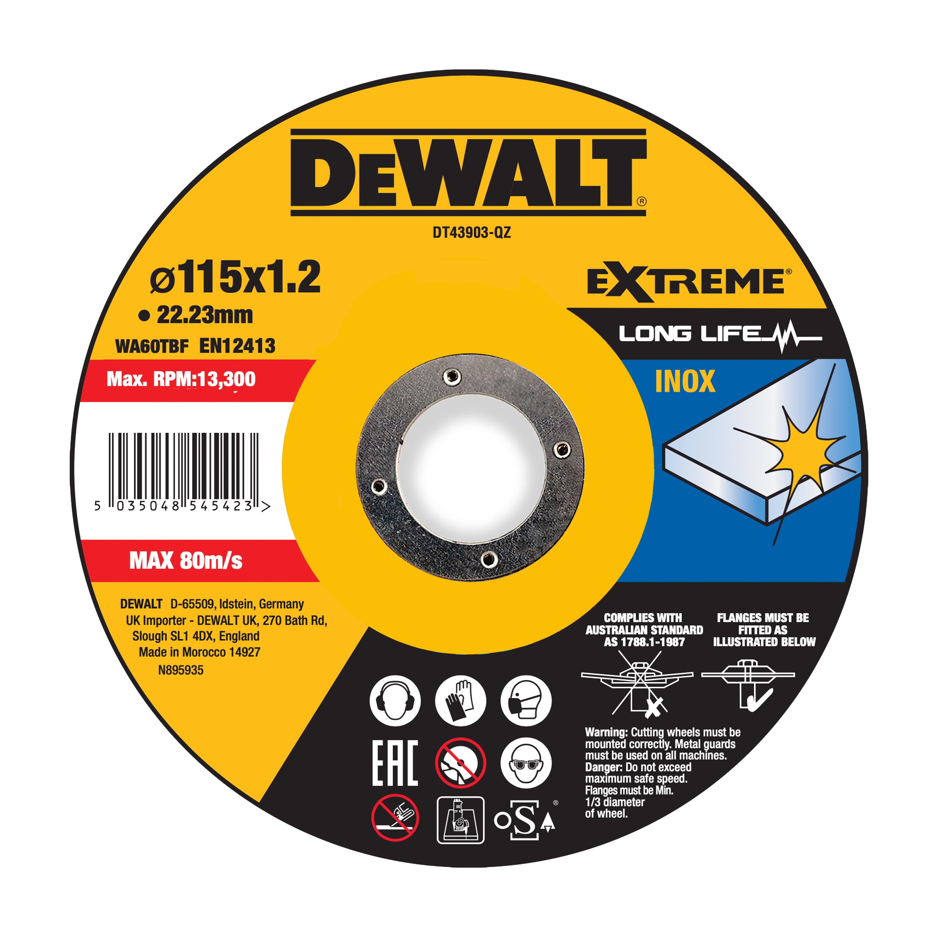 DEWALT DT43903-QZ Trennscheibe 115x1,2x22,23 mm Inox