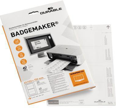 DURABLE Einsteckschild BADGEMAKER 145902 150x63mm weiß 40 St./Pack