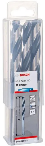 Bosch Metallspiralbohrer PointTeQ DIN388 Arbeits-L.101mm D.12mm Typ N 5St.