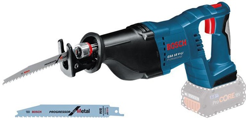 Bosch Akku-Säbelsäge GSA 18 V-LI Sp.18V Hubz.2400-2700 1/min o.Akku m.2Sägeblättern
