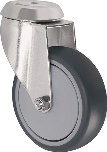 TECWERK Lenkrolle mit Rückenloch Kugellager Gummi grau 