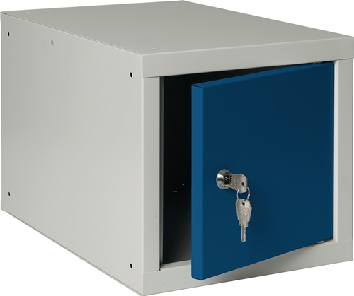 Schließfachschrank lichtgrau/enzianblau H350xB400xT450mm 1 Abt.