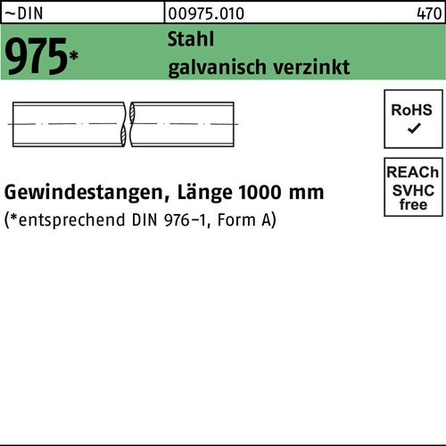 Gewindestange DIN 975 M27x 1000mm Stahl galv.verz. 1 Stück