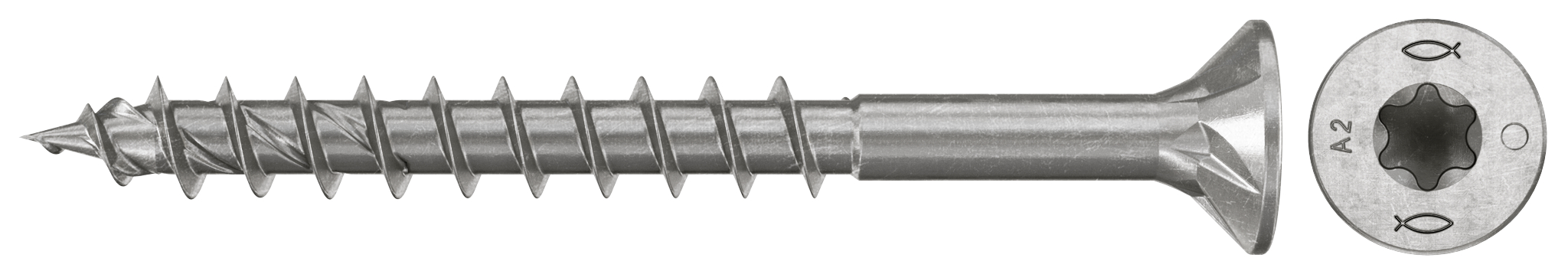 fischer Spanplattenschraube PowerFast FPF II CTP 4,5 x 70 A2 100, Senkkopf, Innenstern TX, Teilgewinde, Edelstahl A2