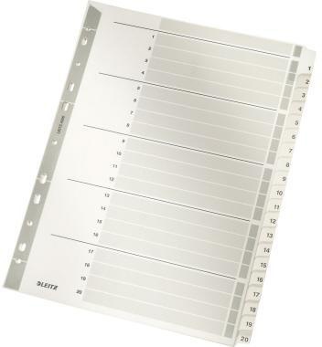 Leitz Register 43260000 DIN A4 1-20 volle Höhe 160g Karton grau
