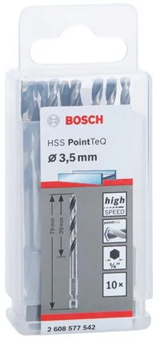Bosch Spiralbohrer-Set PoinTeQ DIN338 10tlg.D.3,5mm Arbeits-L.39mm HSS BohrertypN
