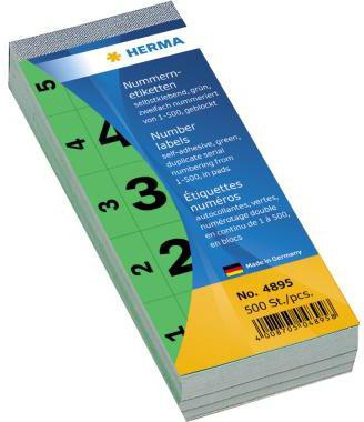 HERMA Nummernblock 4895 1-500 sk 28x56mm grün 500 St./Pack.