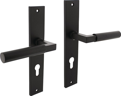 Langschildschildgarnitur Baustil Zamak F71 schwarz PZ 72mm DIN L/R INTERSTEEL