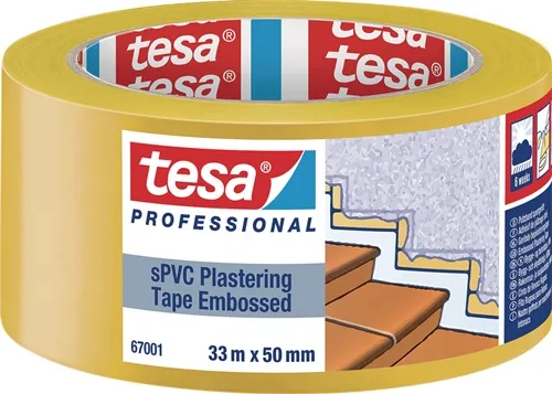 PVC Putzband 67001 quergerillt gelb L.33m B.50mm TESA