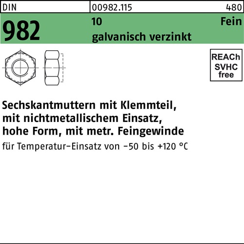 Sechskantmutter DIN 982 Klemmteil M24x 2 10 galv.verz. 25 Stück