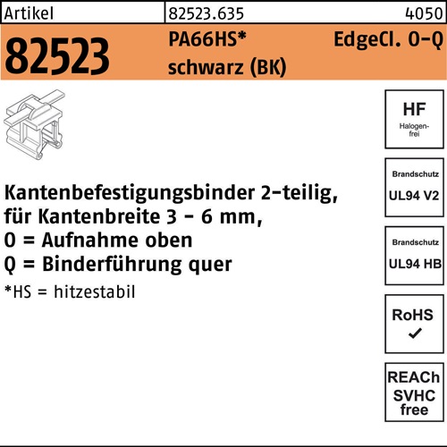 Befestigungsbinder R 82523 Edgecl. 4,6x150/35 PA66HS sw OQ 500St HELLERMANNTYTON