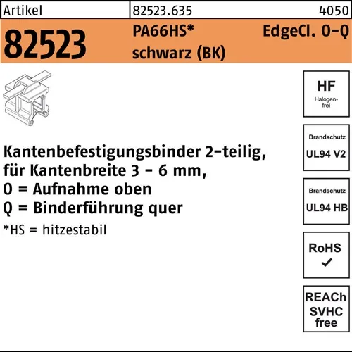 Befestigungsbinder R 82523 Edgecl. 4,6x150/35 PA66HS sw OQ 500St HELLERMANNTYTON