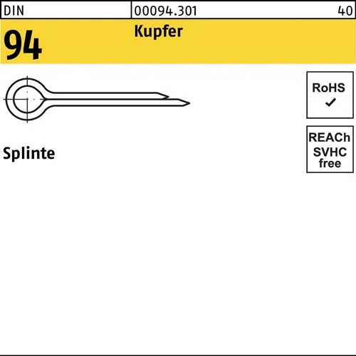 Splinte DIN 94/ISO 1234 3,2x 40 Kupfer 100 Stück