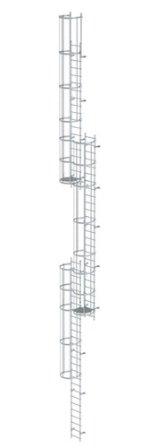 MUNK Mehrzügige Steigleiter mit Rückenschutz (Notleiter) Aluminium blank 17,16m