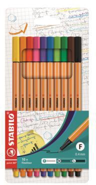 STABILO Fineliner point 88 8810 0,4mm farbig sortiert 10 St./Pack.