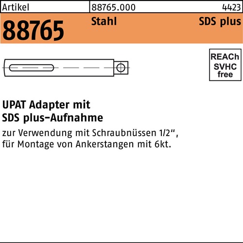 Adapter R 88765 SDS-PLUS 1/2VK Stahl 1 Stück UPAT