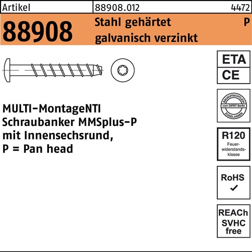 Schraubanker R 88908 MULTI-MONTI MMSplus-P Stahl gehärtet galvanisch verzinkt HECO