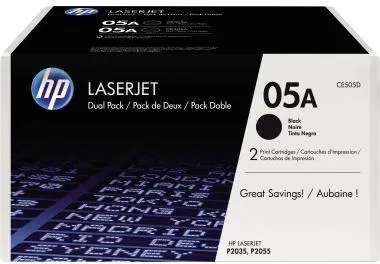 HP Toner CE505D 05A 2.300Seiten schwarz 2 St./Pack.