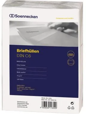 Soennecken Briefhülle 1321 C6 75g oF sk hf weiß 100 St./Pack.