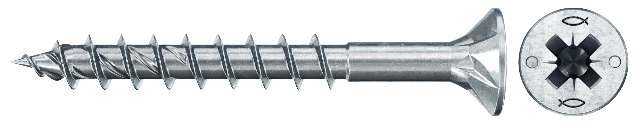 fischer PowerFast FPF II CZP 4,0 x 40 BC 300 Senkkopf mit Kreuzschlitz PZ Teilgewinde galvanisch verzinkt, blau passiviert