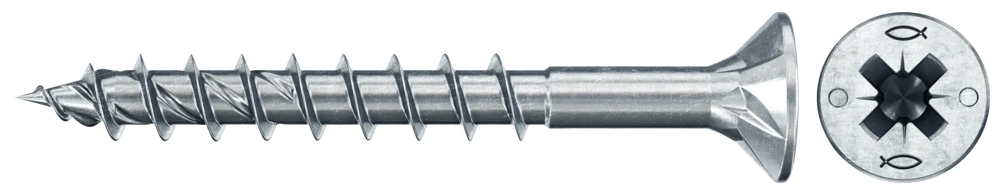 fischer PowerFast FPF II CZP 4,0 x 45 BC 100 Senkkopf mit Kreuzschlitz PZ Teilgewinde galvanisch verzinkt, blau passiviert