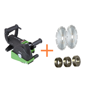EIBENSTOCK EMF 150.1 Mauerschlitzfräse inkl. 2x Diamant-Scheiben Premium zusätzlich + Distanzscheibensatz