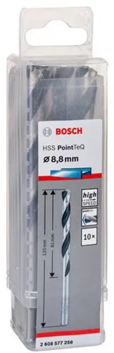 Bosch Metallspiralbohrer PointTeQ DIN388 Arbeits-L.81mm D.8,8mm Typ N 10St.