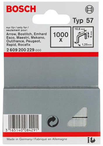 Bosch Flachdrahtklammer Typ 57 BxL 10,6x6mm Dicke 1,25mm 1000 St