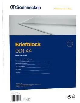 Soennecken Briefblock 1380 DIN A4 70g holzfrei 50blatt blanko weiß
