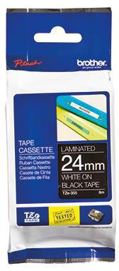 Brother Schriftbandkassette TZE355 24mmx8m laminiert ws auf sw