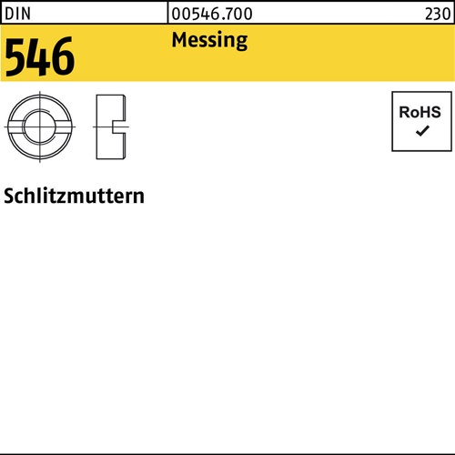 Schlitzmutter DIN 546 M3 Messing 100 Stück