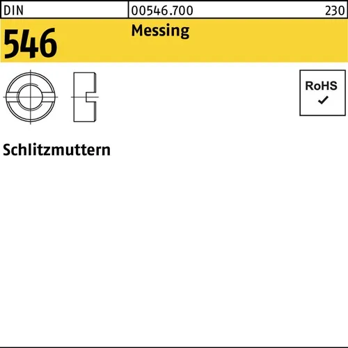 Schlitzmutter DIN 546 M4 Messing 100 Stück