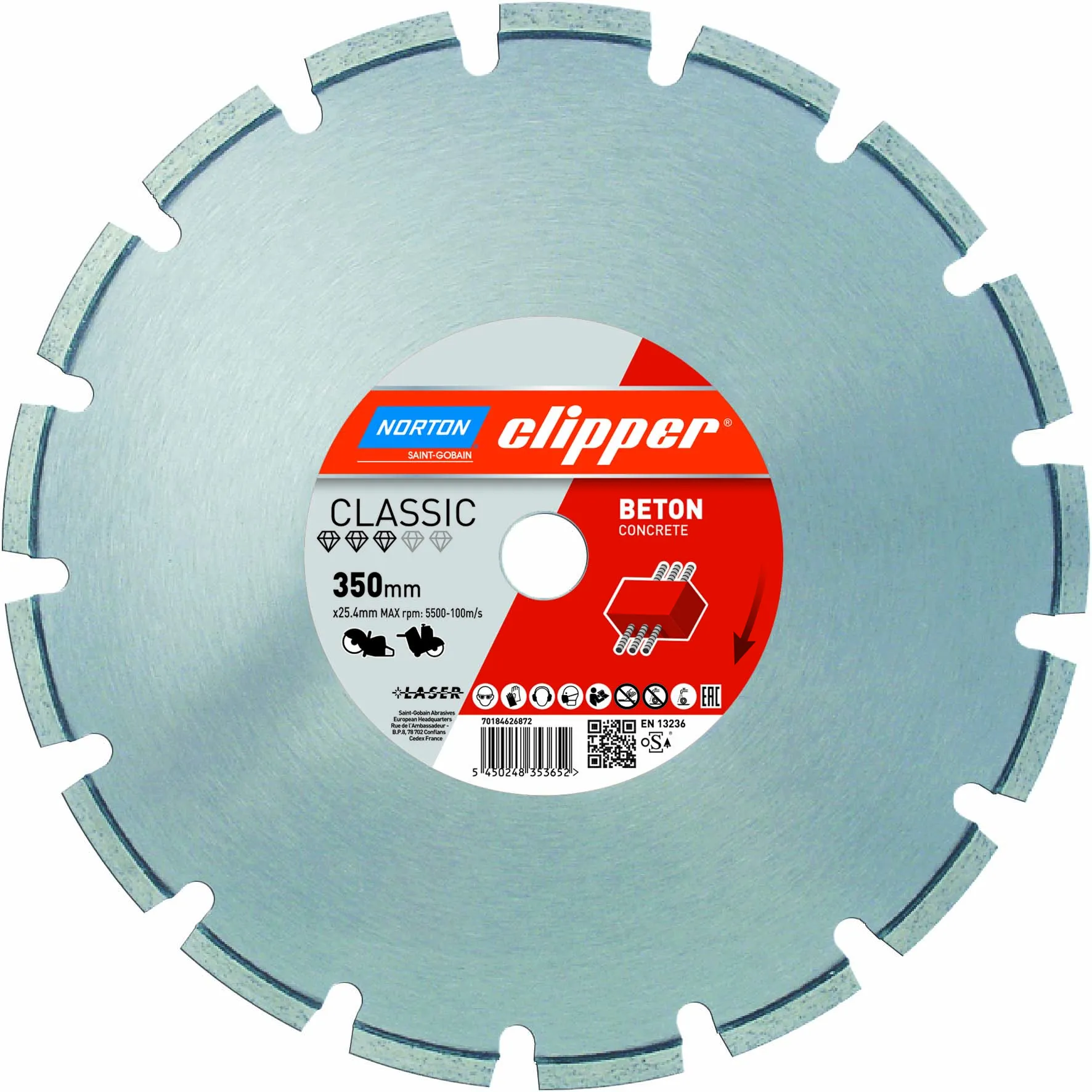 Norton Clipper Diamanttrennscheibe Classic Beton - 300  x  25,4 mm