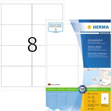 HERMA Etikett PREMIUM 4269 99,1x67,7mm weiß 800 Etik./Pack.