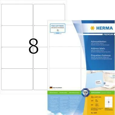 HERMA Etikett PREMIUM 4269 99,1x67,7mm weiß 800 Etik./Pack.