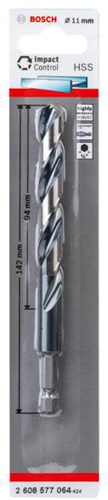 Bosch Spiralbohrer Arbeits-L.94mm D.11mm L.142mm HSS Schaft-D.6,35mm