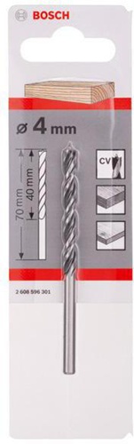 Bosch Holzspiralbohrer Standard Arbeits-L.43mm D.4mm L.75mm Schaft-D.4mm