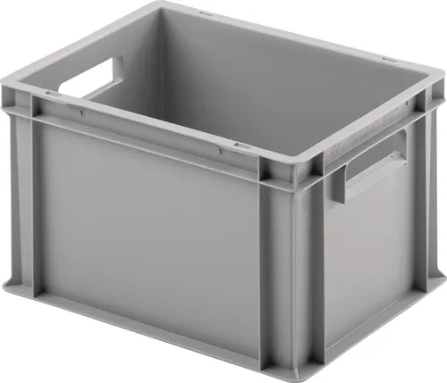 Transportstapelbehälter L400xB300xH235mm o.Deckel hellgrau PP offene Durchgriffe