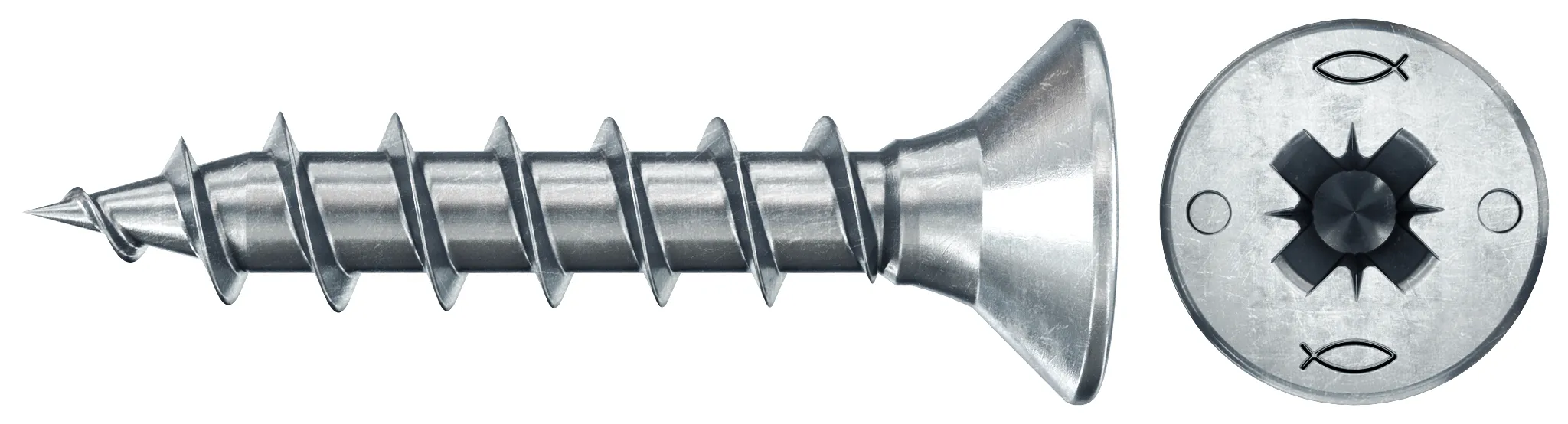 fischer PowerFast FPF II CZF 3,0 x 12 BC 1000 Senkkopf mit Kreuzschlitz PZ Vollgewinde galvanisch verzinkt, blau passiviert