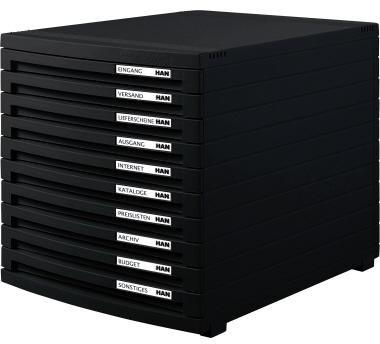 HAN Schubladenbox CONTUR 1510-13 A4/B4/C4 10Schübe geschl. sw/sw