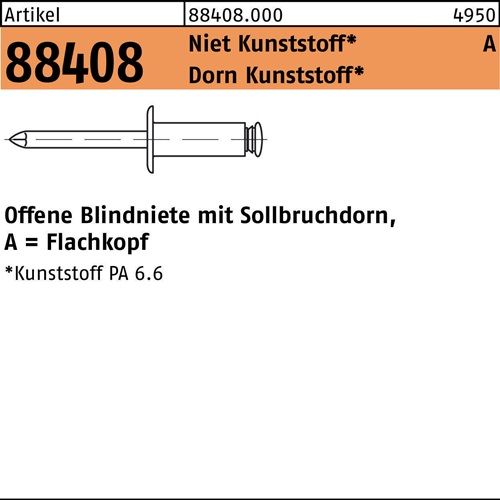 Blindniete R 88408 FLAKO 5x 8 Niet Ku./Dorn Ku. 500 Stück
