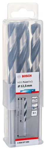 Bosch Metallspiralbohrer PointTeQ DIN388 Arbeits-L.101mm D.12,5mm Typ N 5St.