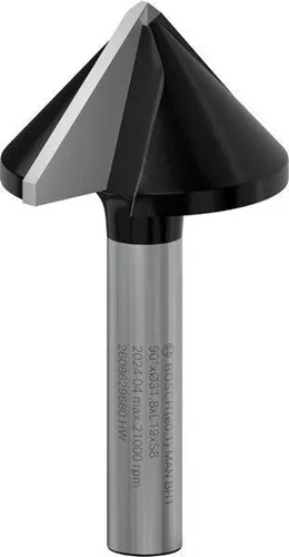 Bosch Spitznutfräser PRO D.31,8mm Arbeits-L.19mm 90Grad Schaft 8mm