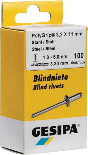 Blindniet PolyGrip® Nietschaft dxl 4,0x13,0mm Stahl/Stahl 50 St.GESIPA