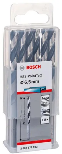 Bosch Metallspiralbohrer PointTeQ DIN388 Arbeits-L.63mm D.6,5mm Typ N 10St.