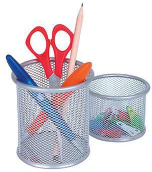 WEDO Stifteköcher Set Office 65454 2teilig Drahtmetall silber
